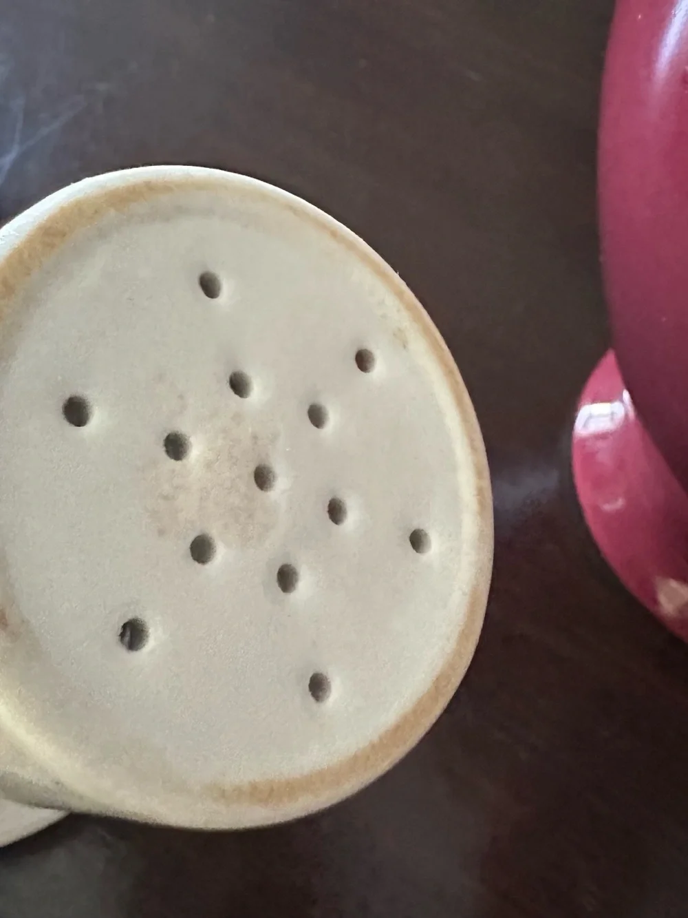 Burgundy Ceramic Teapot with Ivory Rim